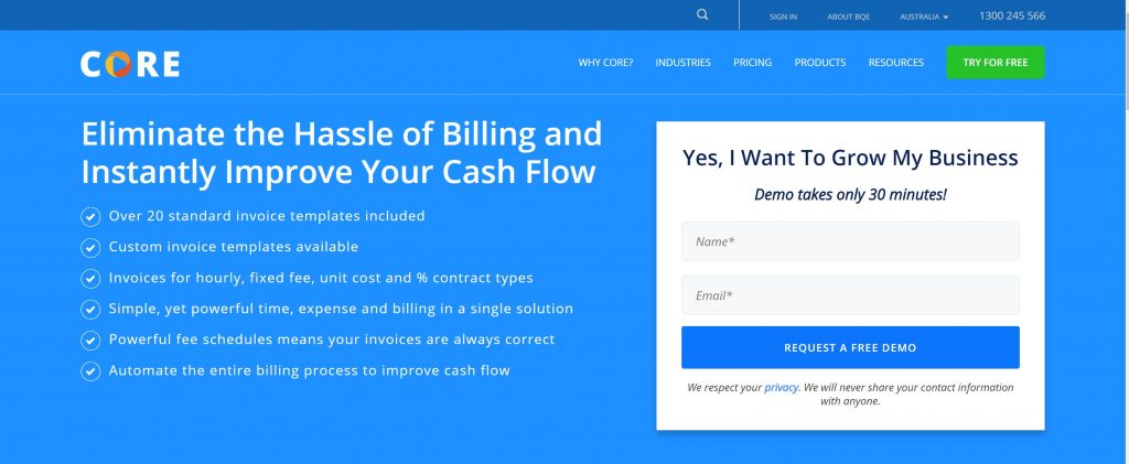 Billing and invoicing software- BQE Core