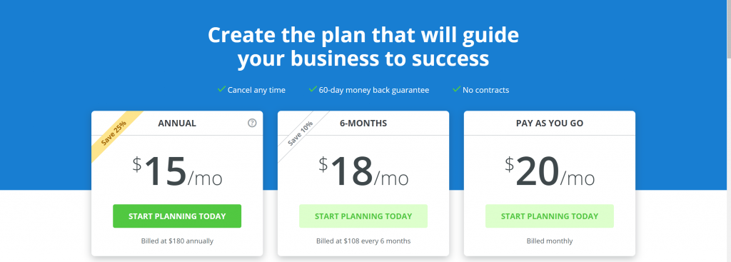 LivePlan pricing - best business plan software