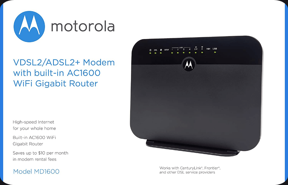 Motorola VDSLADSL Modem & Router Model MD1600