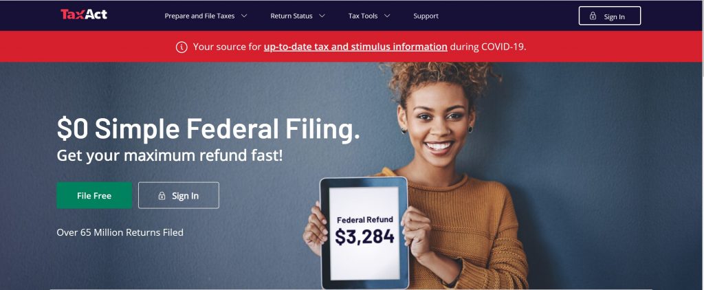 TaxAct online tax filling software