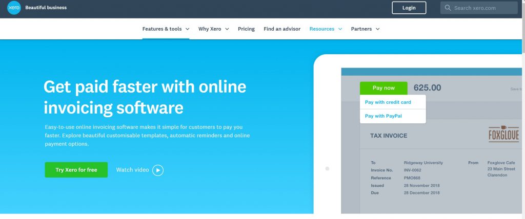 Xero Online Invoicing and billing softwarwe