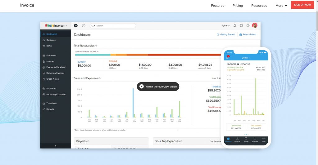 Zoho Invoice- best billimg software