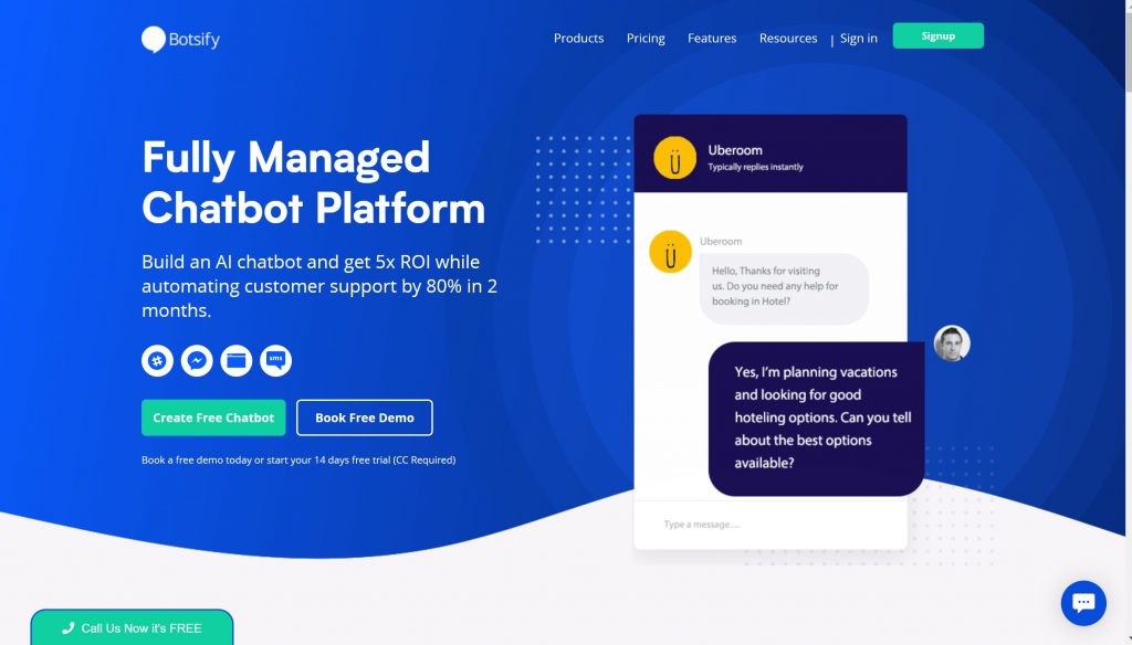 Botsify chatbot software for website