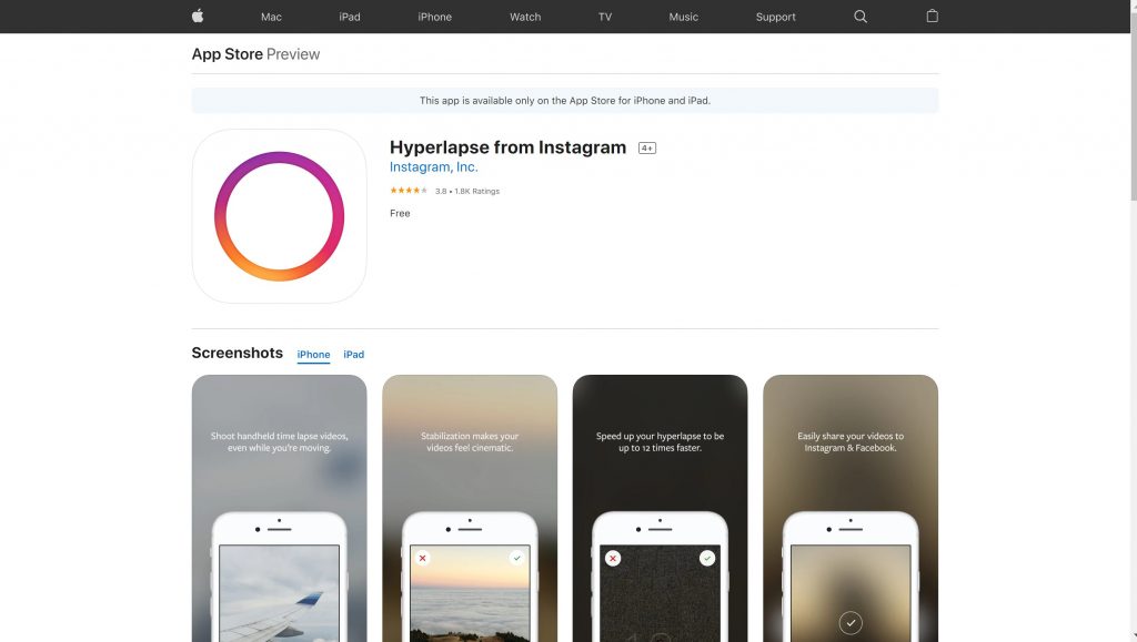 Hyperlapse Instagram video editing app