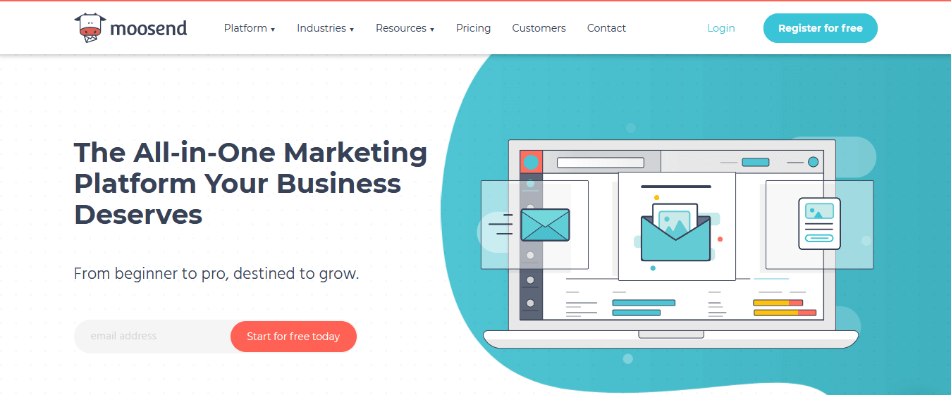 Moosend homepage- One of the Best Visual Email Marketing Services