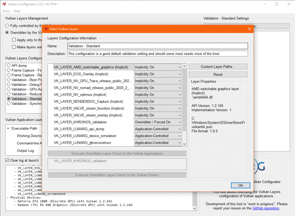 Vulkan configuiration- Runtime libraries