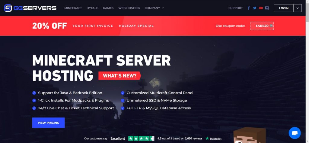 GGServer Minecraft hosting services