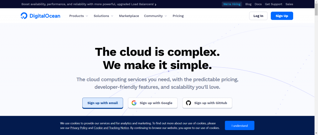 Digital ocean cloud hosting platform