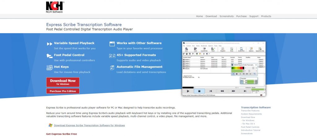 Express Scribe software