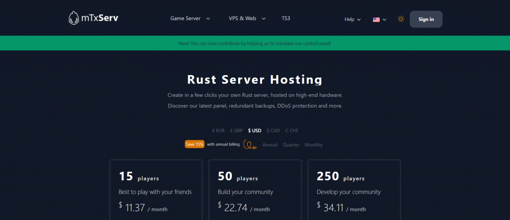 mTxServ- rust server hosting