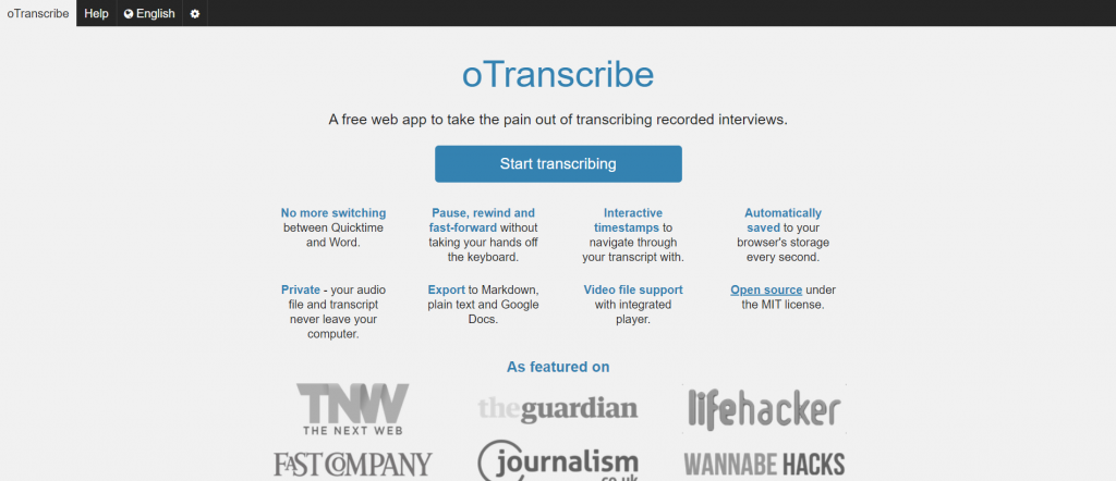 oTranscribe- best transcription tool