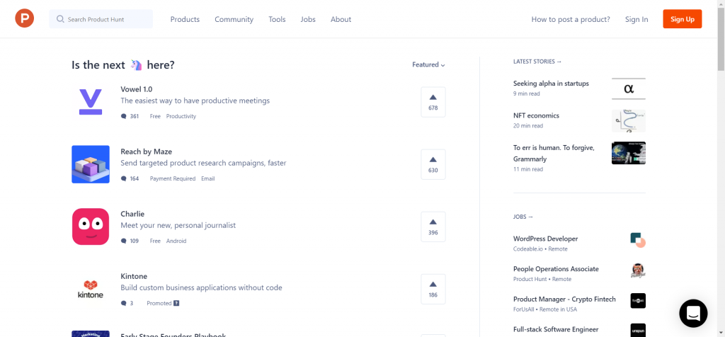 Product Hunt- best product launch tools