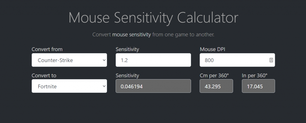 mouse senstivity calculator
