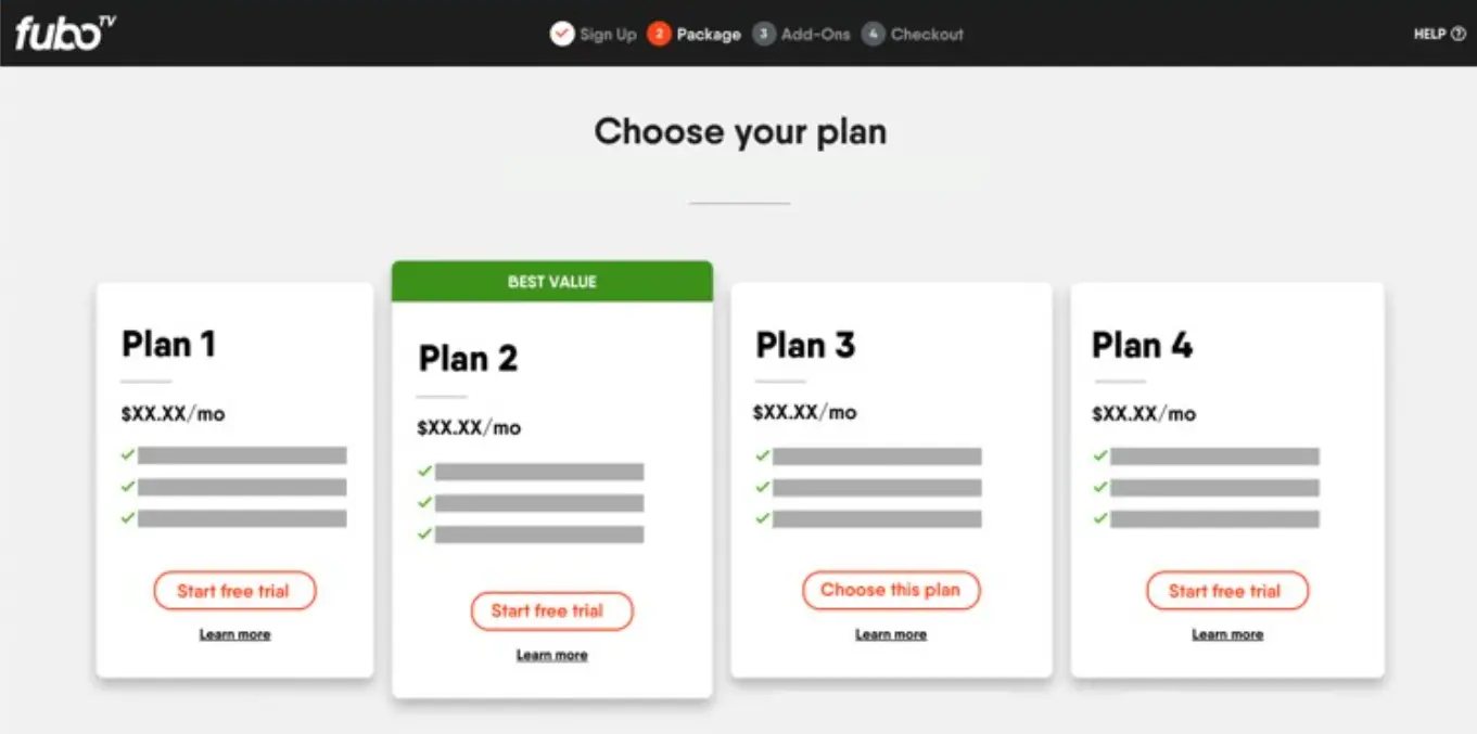FuboTV Choose an plan