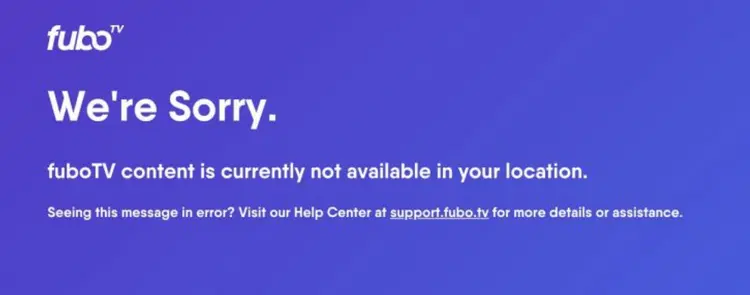 FuboTV is not available in your location